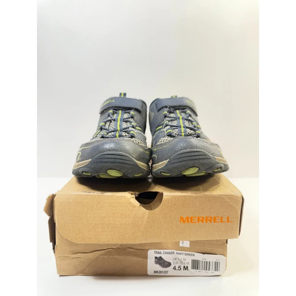 9. Merrell Boy's Trail Chaser Shoe, navy/green, Medium US Big Kid 4.5 - Picture 2 of 5